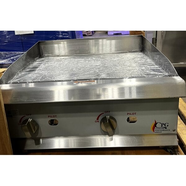 Scratch and Dent Cooking Performance Group GM-CPG-24-NL 24" Gas Countertop Griddle with Manual Controls - 60,000 BTU