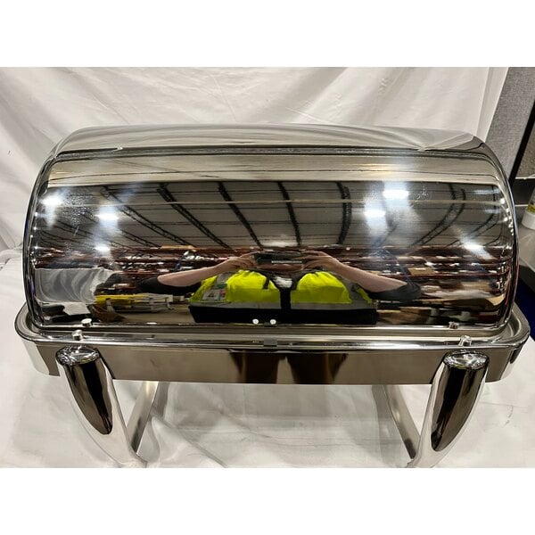 Scratch and Dent Acopa Heavy Weight 8 Qt. Dripless Full Size Stackable Stainless Steel Roll Top Chafer