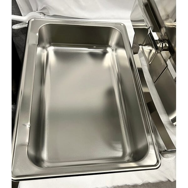 Scratch and Dent Acopa Heavy Weight 8 Qt. Dripless Full Size Stackable Stainless Steel Roll Top Chafer