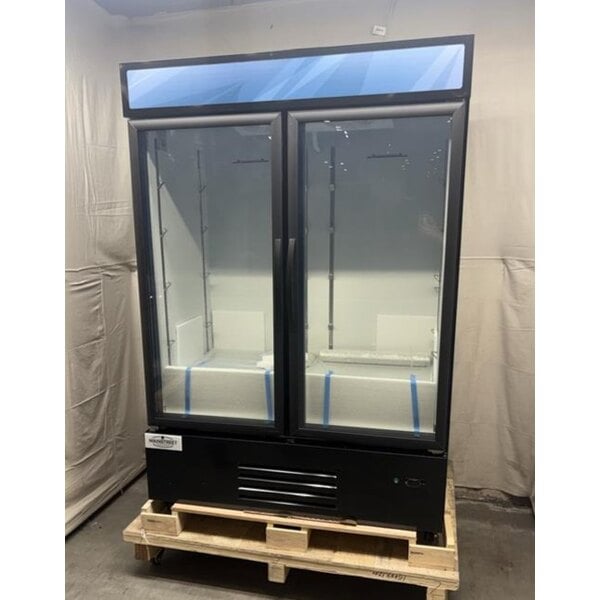 Scratch and Dent MainStreet Equipment GMC-49 52 3/4" Black Swing Glass Door Merchandiser Refrigerator - 120V