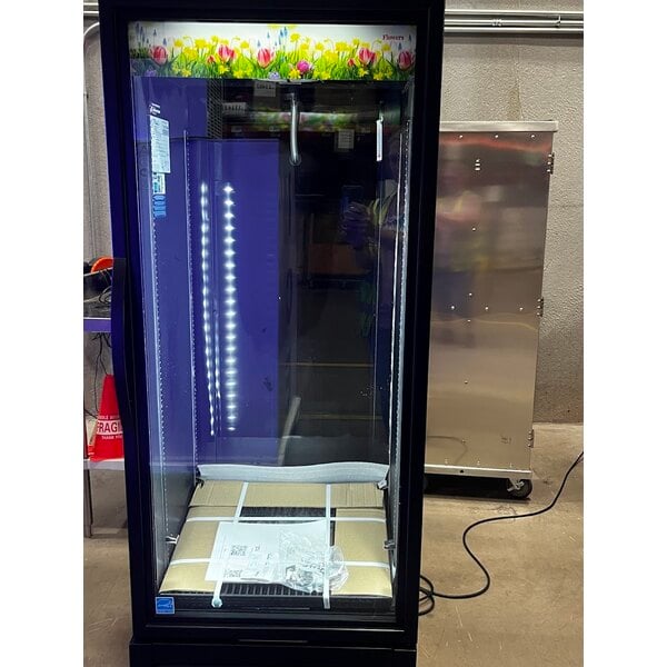 Scratch and Dent True GDM-12FC-HC~TSL01 24 7/8" Black Refrigerated Glass Door Floral Case with LED Lighting