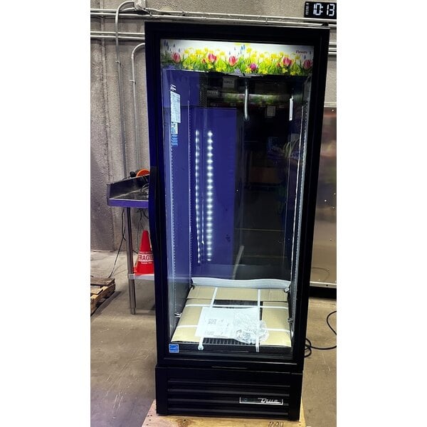 Scratch and Dent True GDM-12FC-HC~TSL01 24 7/8" Black Refrigerated Glass Door Floral Case with LED Lighting