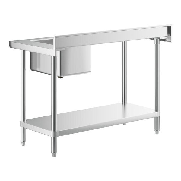 Scratch and Dent Steelton 30" x 60" 18 Gauge Stainless Steel Work Table with Sink - Sink on Right