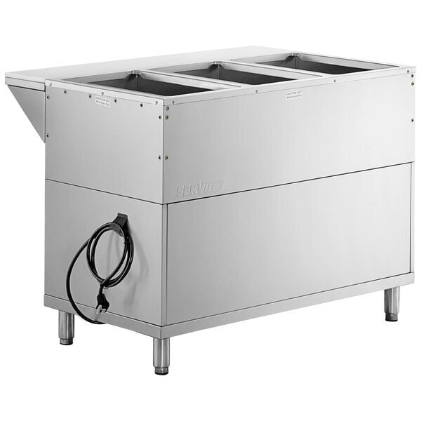 Scratch and Dent ServIt Three Pan Sealed Well Electric Steam Table with Partially Enclosed Base - 120V, 1500W