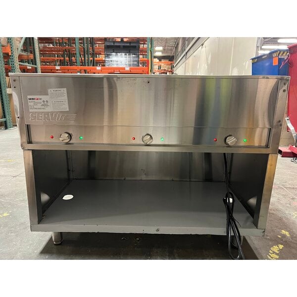 Scratch and Dent ServIt Three Pan Sealed Well Electric Steam Table with Partially Enclosed Base - 120V, 1500W