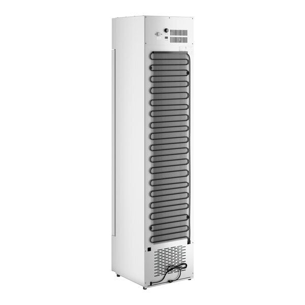 Scratch and Dent Galaxy GDN-5 16 9/16" White Swing Glass Door Merchandiser Refrigerator with Red, White, and Blue LED Lighting