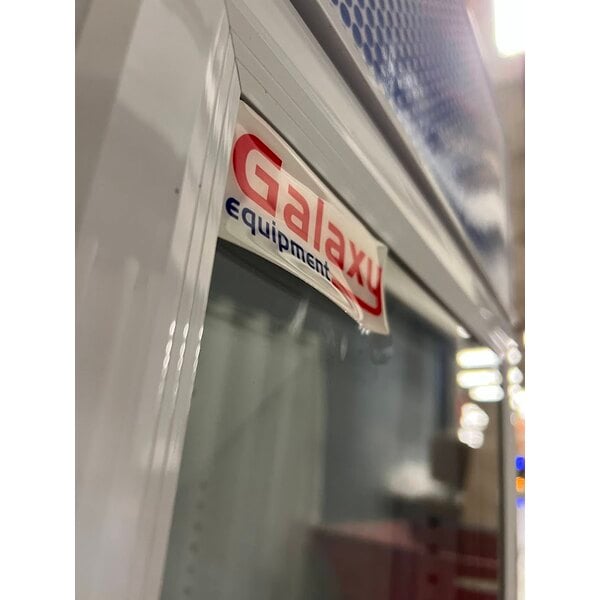 Scratch and Dent Galaxy GDN-5 16 9/16" White Swing Glass Door Merchandiser Refrigerator with Red, White, and Blue LED Lighting