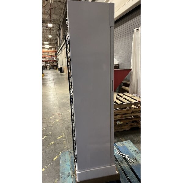 Scratch and Dent Galaxy GDN-5 16 9/16" White Swing Glass Door Merchandiser Refrigerator with Red, White, and Blue LED Lighting