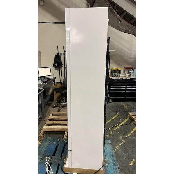 Scratch and Dent Galaxy GDN-5 16 9/16" White Swing Glass Door Merchandiser Refrigerator with Red, White, and Blue LED Lighting