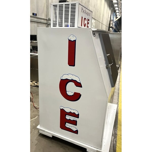 Scratch and Dent Leer 40ASL-R290 51" Outdoor Auto Defrost Ice Merchandiser with Slanted Front and Galvanized Steel Door