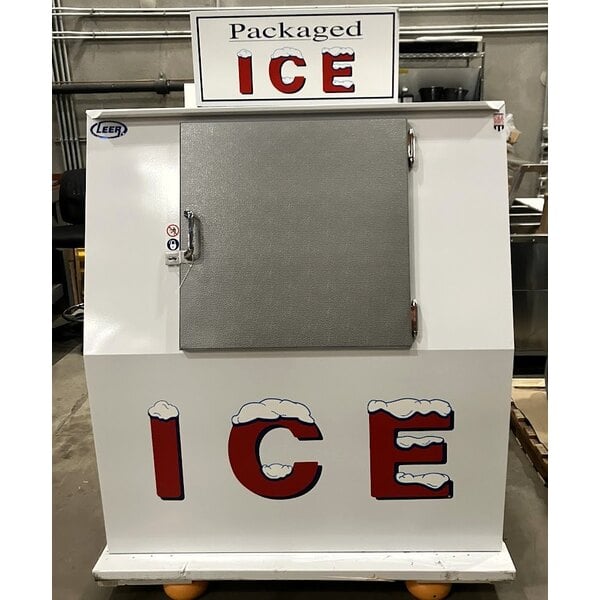 Scratch and Dent Leer 40ASL-R290 51" Outdoor Auto Defrost Ice Merchandiser with Slanted Front and Galvanized Steel Door