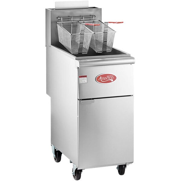 Scratch and Dent Avantco FF40 Liquid Propane 40 lb. Stainless Steel Floor Fryer - 90,000 BTU
