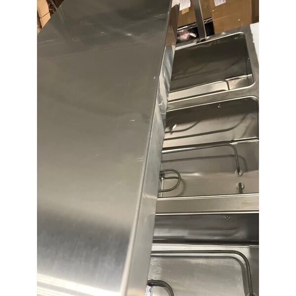 Scratch and Dent ServIt Four Pan Open Well Electric Steam Table with Partially Enclosed Base and Angled Sneeze Guard - 120V, 2000W