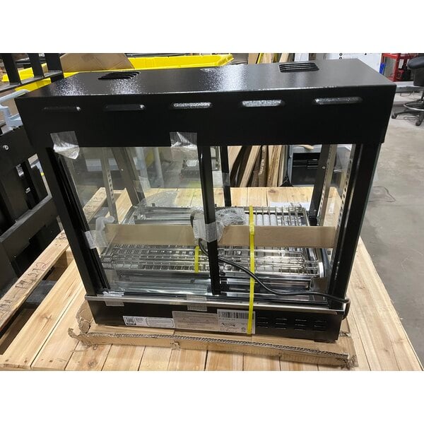 Scratch and Dent Avantco HDC-26 26" Self/Full Service 3 Shelf Countertop Heated Display Case with Sliding Doors - 120V, 1580W
