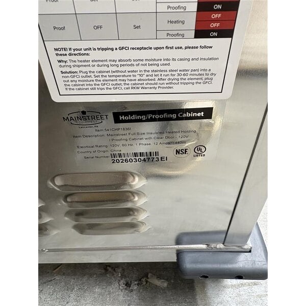 Scratch and Dent MainStreet Equipment CHP-1836I Full Size Insulated Heated Holding / Proofing Cabinet with Clear Door - 120V