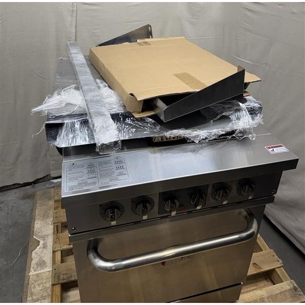 Scratch and Dent Cooking Performance Group ER24-240-1 24" 4-Burner Electric Range with Space Saver Oven - 240V, 1 Phase