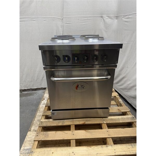Scratch and Dent Cooking Performance Group ER24-240-1 24" 4-Burner Electric Range with Space Saver Oven - 240V, 1 Phase