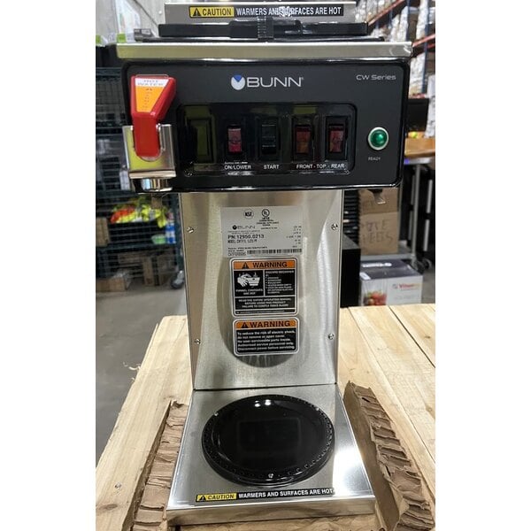 Scratch and Dent Bunn 12950.0213 CWTF15-3 Automatic 12 Cup Coffee Brewer with 2 Upper Warmers, 1 Lower Warmer, and Plastic Funnel - 120V