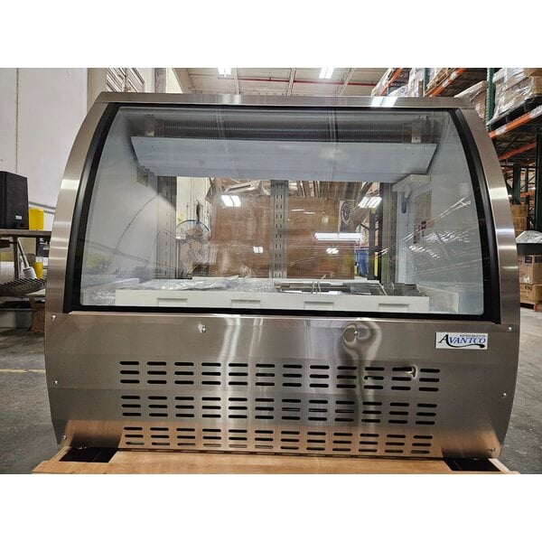 Scratch and Dent Avantco DLC47-HC-S 47" Stainless Steel Curved Glass Refrigerated Deli Case
