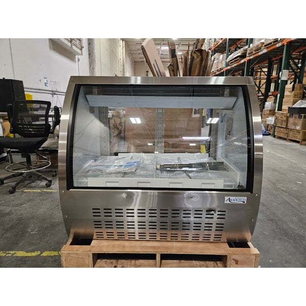Scratch and Dent Avantco DLC47-HC-S 47" Stainless Steel Curved Glass Refrigerated Deli Case