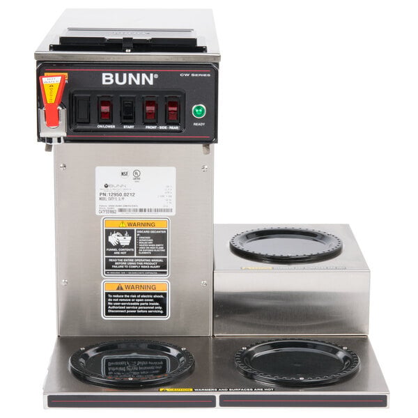 Scratch and Dent Bunn 12950.0212 CWTF15-3 12 Cup Automatic Coffee Brewer with 3 Lower Warmers and Hot Water Faucet - 120V