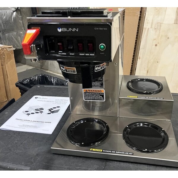 Scratch and Dent Bunn 12950.0212 CWTF15-3 12 Cup Automatic Coffee Brewer with 3 Lower Warmers and Hot Water Faucet - 120V