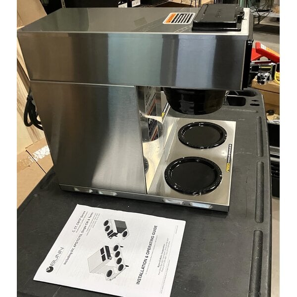 Scratch and Dent Bunn 12950.0212 CWTF15-3 12 Cup Automatic Coffee Brewer with 3 Lower Warmers and Hot Water Faucet - 120V
