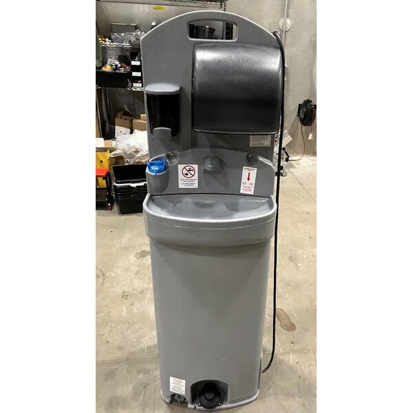 Scratch and Dent PolyJohn PSW3-2000G Encore Gray 15.5 Gallon Heated Portable Hand Sink with Foot Pedal - 110V