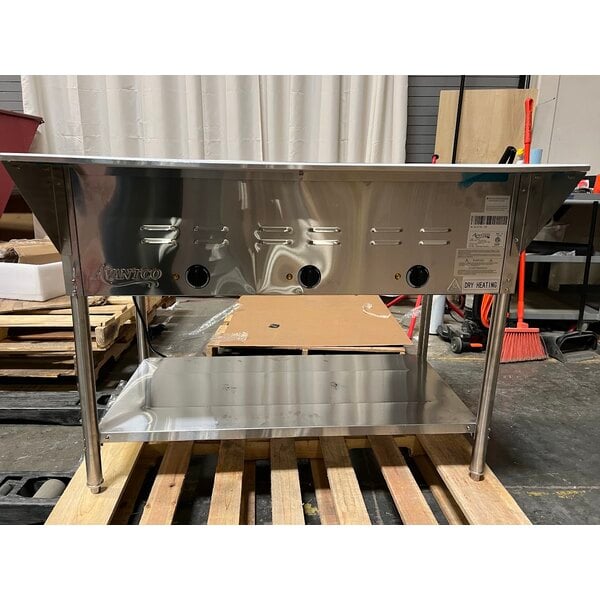 Scratch and Dent Avantco STE-3S Three Pan Open Well Electric Steam Table with Undershelf - 120V, 1500W