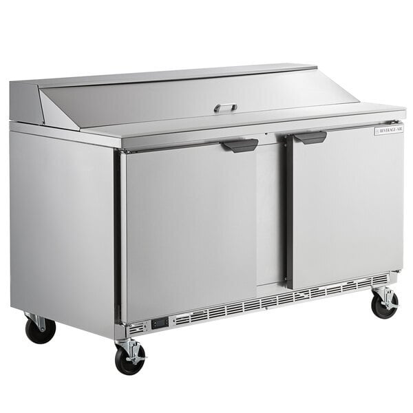 Scratch and Dent Beverage-Air SPE60HC-16 Elite Series 60" 2 Door Refrigerated Sandwich Prep Table
