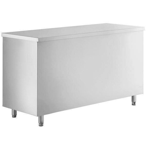 Scratch and Dent Regency 24" x 60" 16 Gauge Type 304 Stainless Steel Enclosed Base Sliding Door Table with Drawers