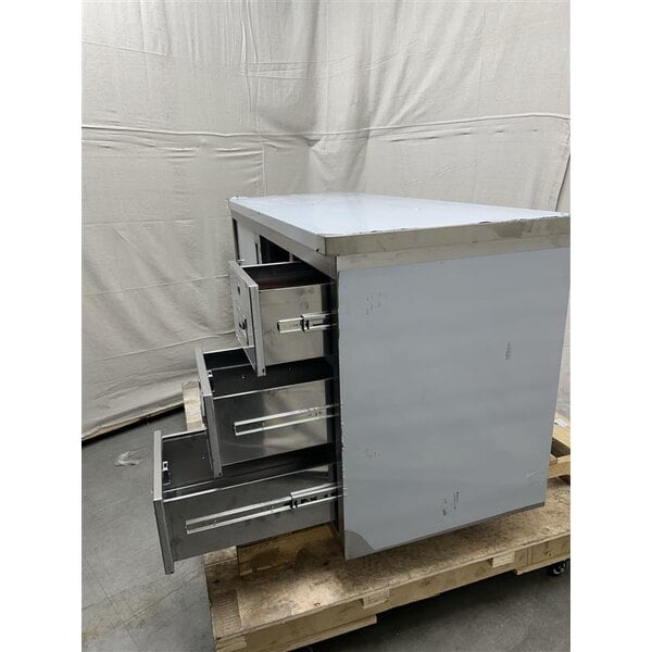 Scratch and Dent Regency 24" x 60" 16 Gauge Type 304 Stainless Steel Enclosed Base Sliding Door Table with Drawers