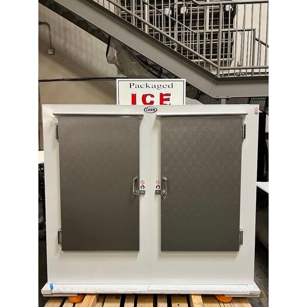 Scratch and Dent Leer 60AS-R290 73" Outdoor Auto Defrost Ice Merchandiser with Straight Front and Galvanized Steel Doors
