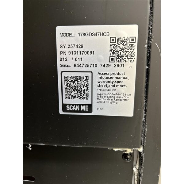 Scratch and Dent Avantco GDS-47-HC 53" Black Sliding Glass Door Merchandiser Refrigerator with LED Lighting