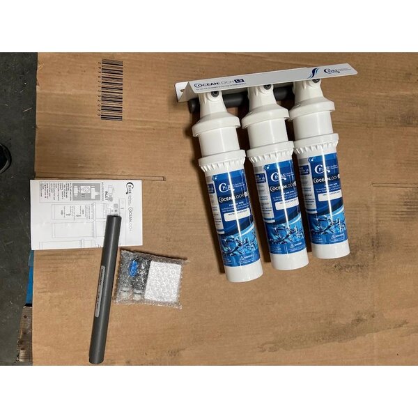 Scratch and Dent C Pure Oceanloch+ L3 Triple Water Filtration System with Oceanloch+ L3 Cartridges and Outlet Pressure Gauge 1 Micron Rating and 5 GPM