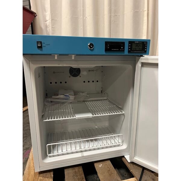Scratch and Dent Summit Appliance ACR21WNSF456 EQTemp ACR Series 1.94 Cu. Ft. White / Blue Compact Reach-In Medical Refrigerator with Temperature-Monitored Vaccine Storage - 115V