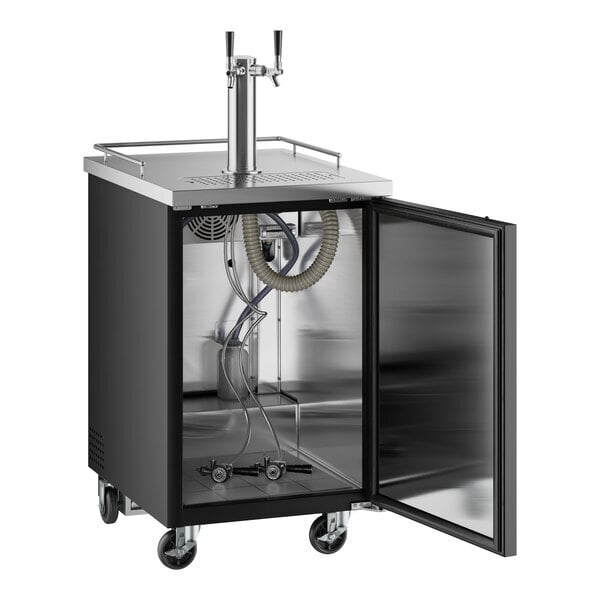 Scratch and Dent Avantco UDD-1-HC Double Tap Kegerator Beer Dispenser - Black, (1) 1/2 Keg Capacity