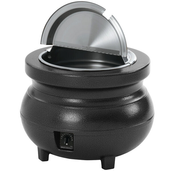 Scratch and Dent Vollrath 72170 Cayenne Colonial 7 Qt. Black Kettle Soup Warmer / Merchandiser - 120V
