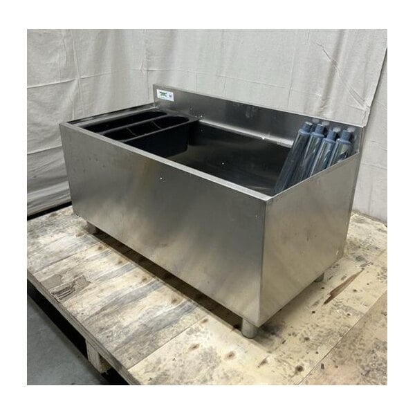Scratch and Dent Regency 18" x 36" Stainless Steel Underbar Ice Bin with Bottle Holders - 119 lb.