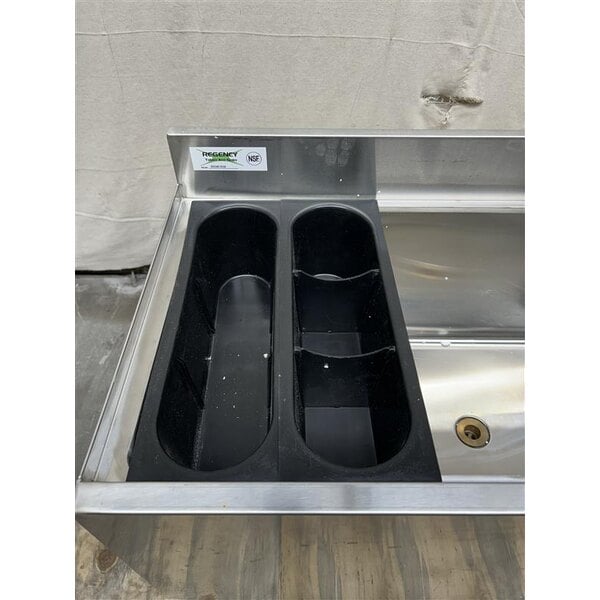 Scratch and Dent Regency 18" x 36" Stainless Steel Underbar Ice Bin with Bottle Holders - 119 lb.