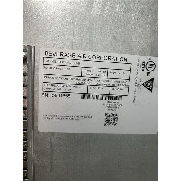 Scratch and Dent Beverage-Air BB24HC-1-G-B 24" Black Counter Height Glass Door Back Bar Refrigerator