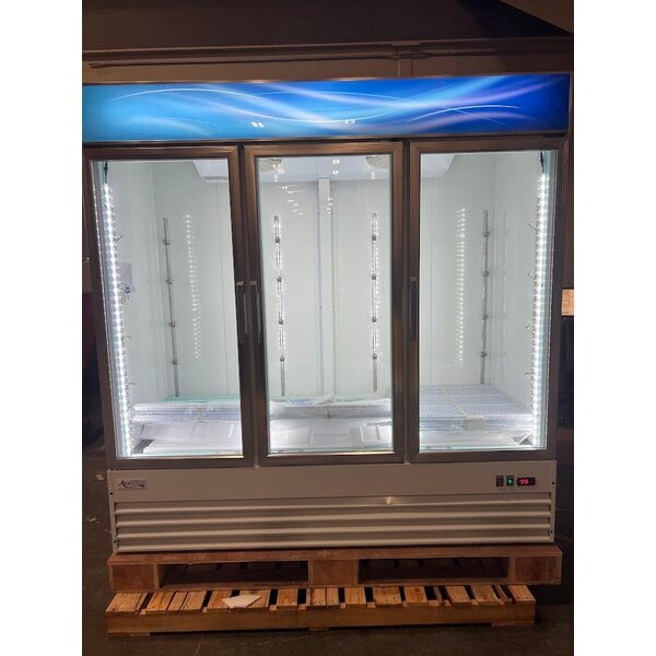 Scratch and Dent Avantco GDC-69-HC 78 1/4" White Swing Glass Door Merchandiser Refrigerator with LED Lighting