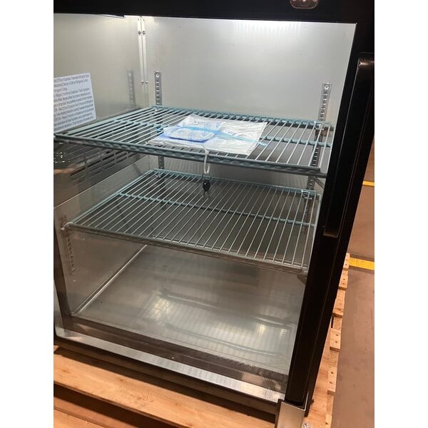 Scratch and Dent Avantco UBB-36G-HC 36" Black Counter Height Narrow Glass Door Back Bar Refrigerator with LED Lighting