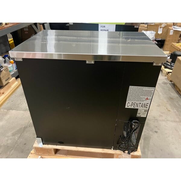 Scratch and Dent Avantco UBB-36G-HC 36" Black Counter Height Narrow Glass Door Back Bar Refrigerator with LED Lighting
