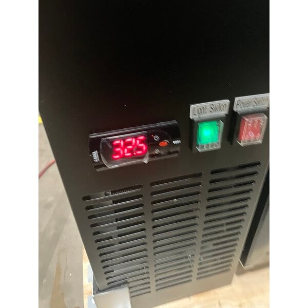 Scratch and Dent Avantco UBB-36G-HC 36" Black Counter Height Narrow Glass Door Back Bar Refrigerator with LED Lighting