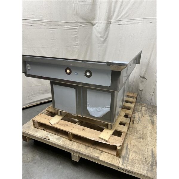 Scratch and Dent Regency 44 1/2" Three Compartment Commercial Corner Sink with Two 14" Drainboards