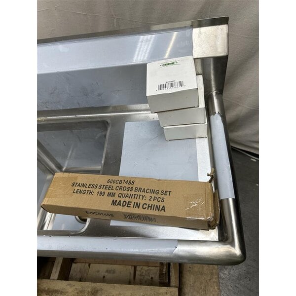 Scratch and Dent Regency 44 1/2" Three Compartment Commercial Corner Sink with Two 14" Drainboards
