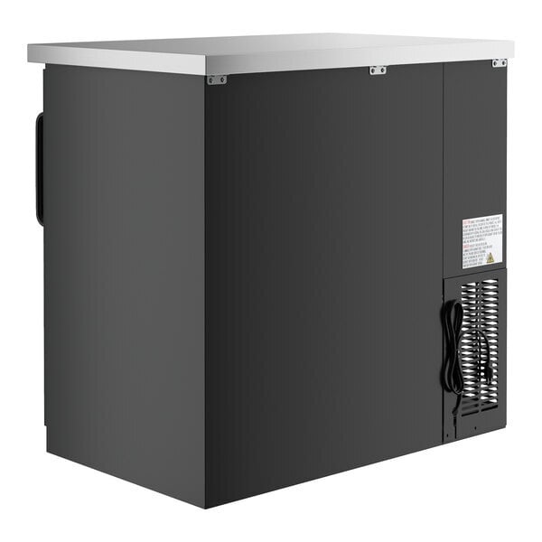 Scratch and Dent Avantco UBB-36G-HC 36" Black Counter Height Narrow Glass Door Back Bar Refrigerator with LED Lighting