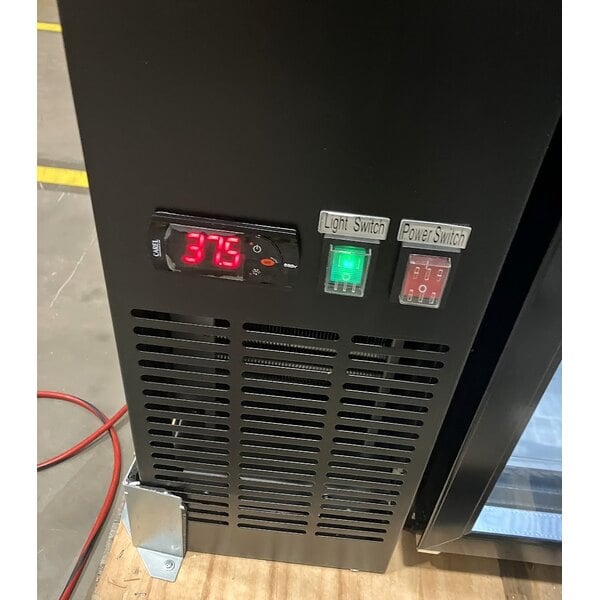 Scratch and Dent Avantco UBB-36G-HC 36" Black Counter Height Narrow Glass Door Back Bar Refrigerator with LED Lighting