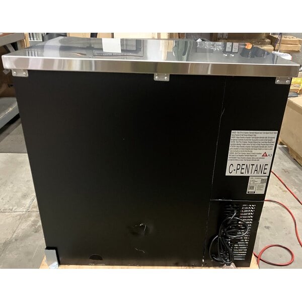 Scratch and Dent Avantco UBB-36G-HC 36" Black Counter Height Narrow Glass Door Back Bar Refrigerator with LED Lighting